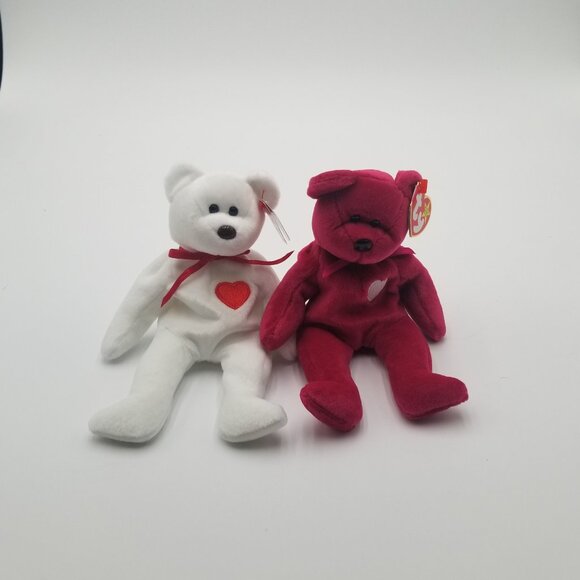Ty Beanie Baby Valentino And Valentina Bear Set Valentine’s Day Couple Retired - Picture 1 of 5